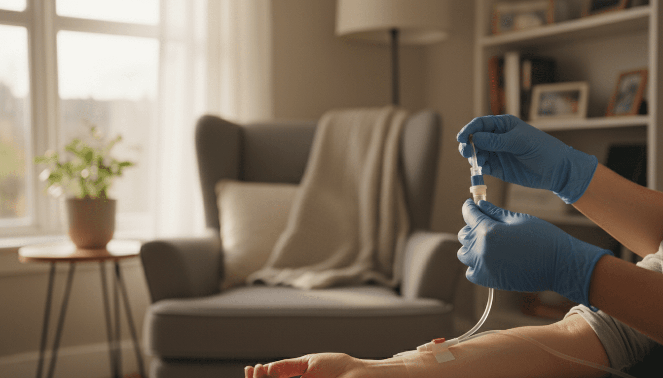 Registered nurse providing professional clinical care with medication administration